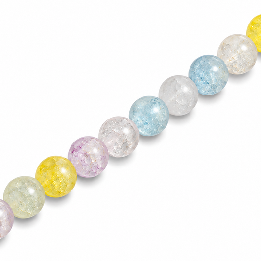 6mm Round Glass Crackle Beads Transparent Sherbet - Approx. 70pcs