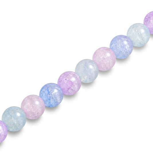 6mm Round Glass Crackle Beads Wisteria - Approx. 70pcs