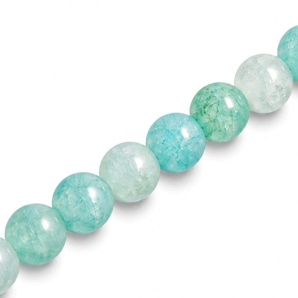 8mm Round Glass Crackle Beads Aqua - Approx. 50pcs