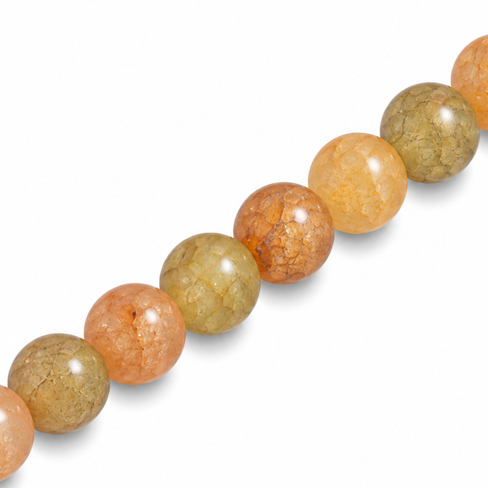 8mm Round Glass Crackle Beads Bronze - Approx. 50pcs