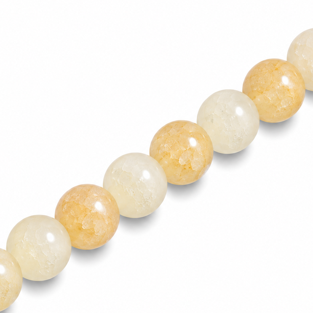 8mm Round Glass Crackle Beads Champagne - Approx. 50pcs