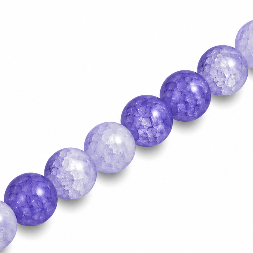 8mm Round Glass Crackle Beads Denim - Approx. 50pcs