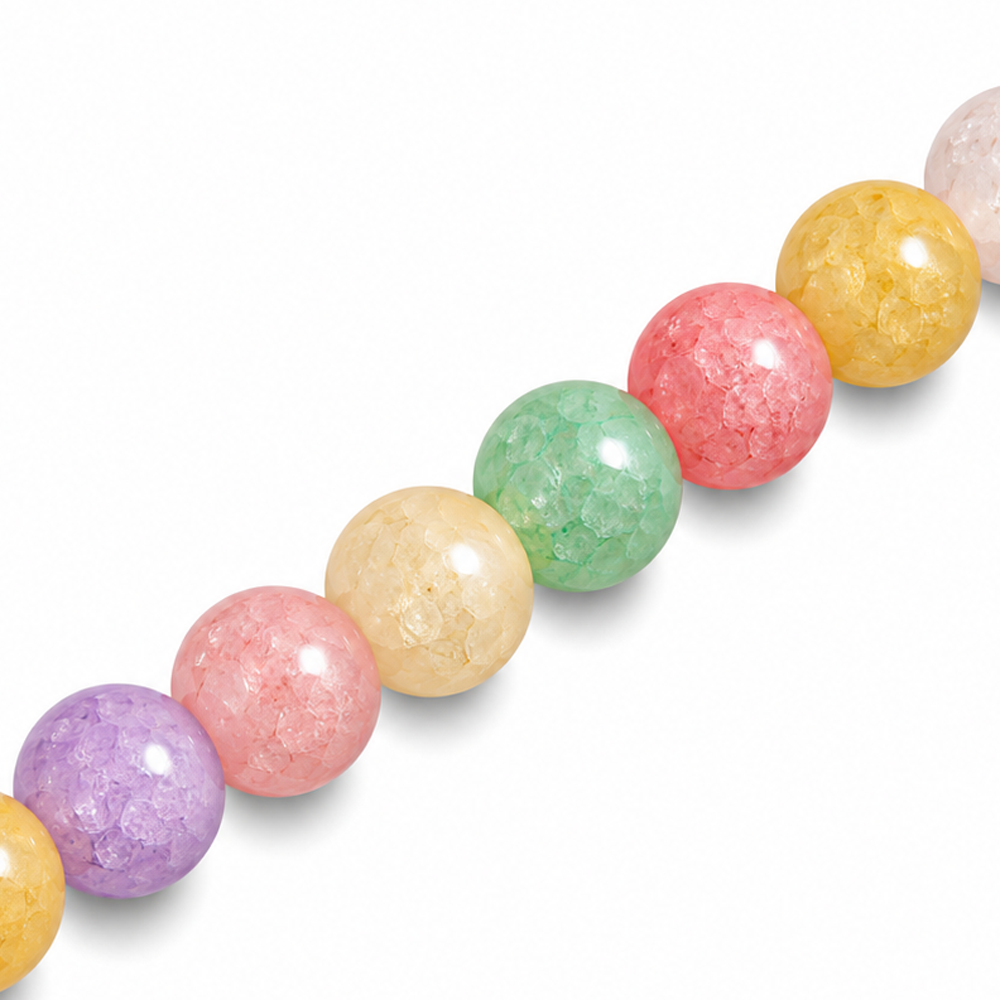 8mm Round Glass Crackle Beads Fruit Punch - Approx. 50pcs