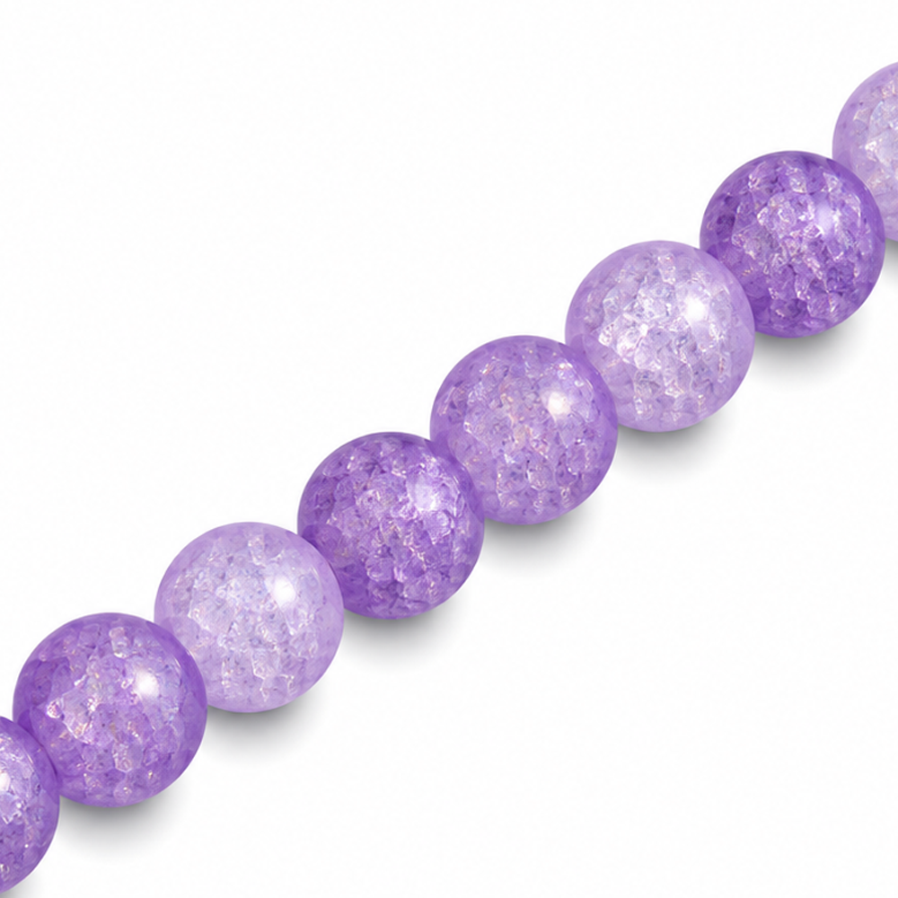 8mm Round Glass Crackle Beads Iris - Approx. 50pcs