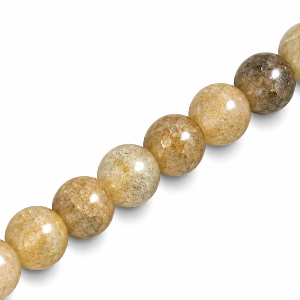 8mm Round Glass Crackle Beads Lichen - Approx. 50pcs