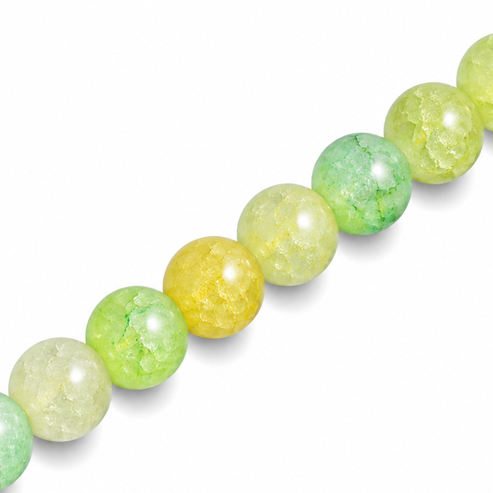 8mm Round Glass Crackle Beads Leaf Green - Approx. 50pcs