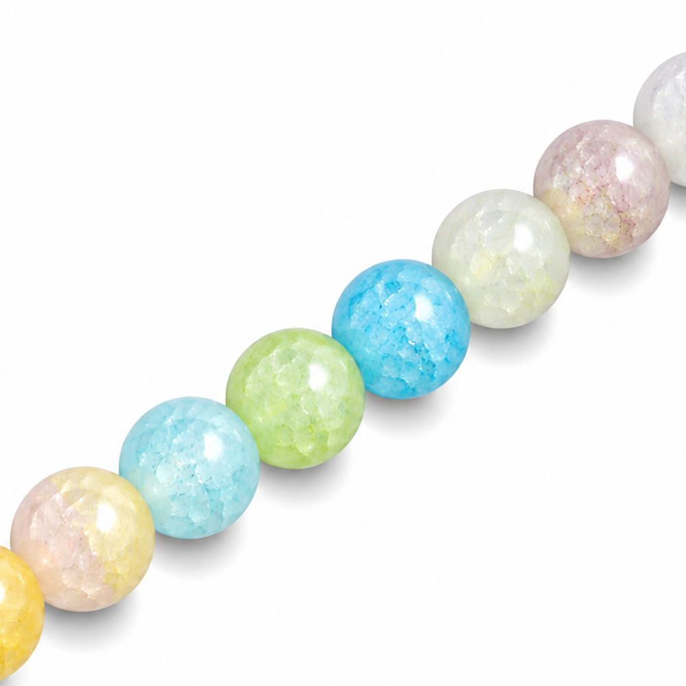 8mm Round Glass Crackle Beads Mixed Colours Light - Approx. 50pcs