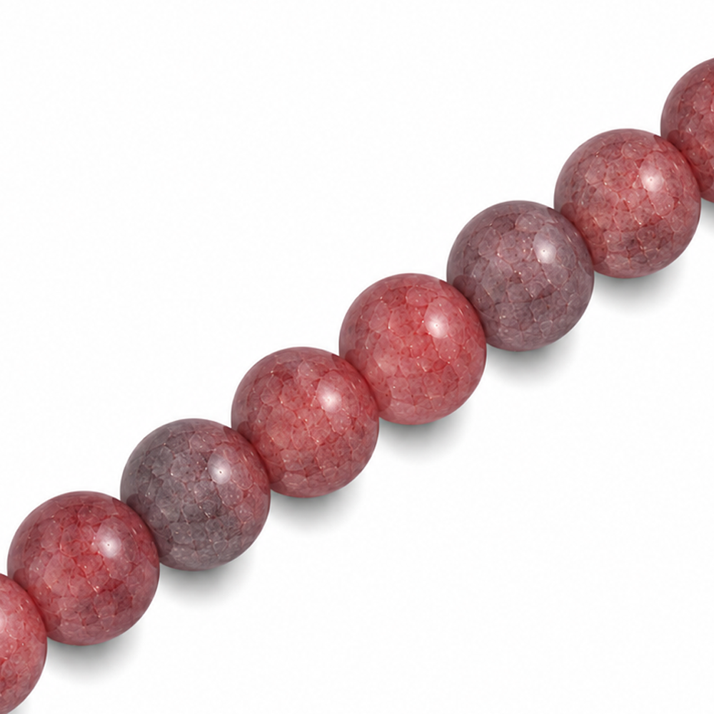8mm Round Glass Crackle Beads Mahogany - Approx. 50pcs