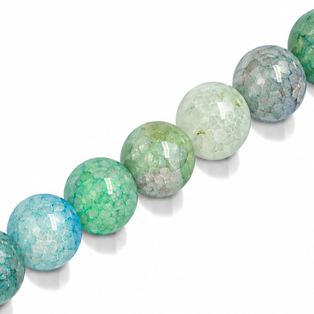 8mm Round Glass Crackle Beads Ocean - Approx. 50pcs