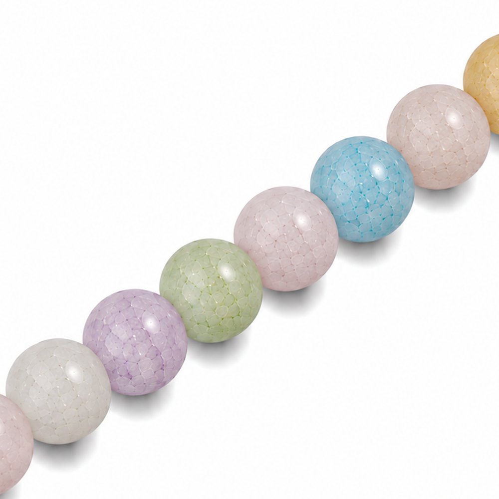 8mm Round Glass Crackle Beads Mixed Colours Pastel - Approx. 50pcs