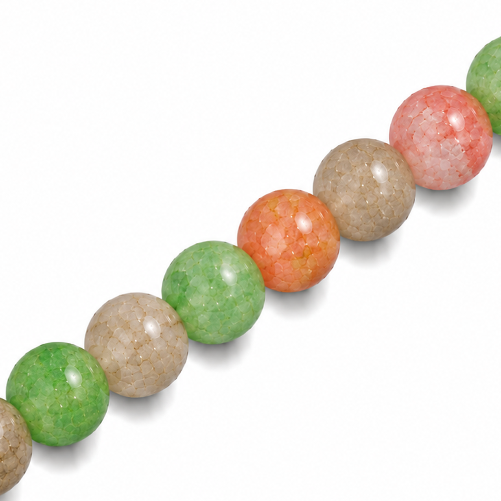 8mm Round Glass Crackle Beads Red Eucalyptus - Approx. 50pcs