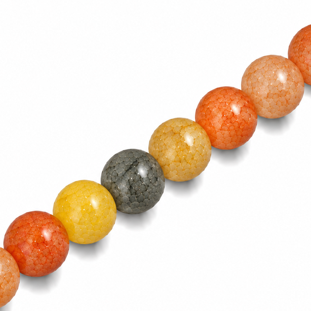 8mm Round Glass Crackle Beads Sandstone - Approx. 50pcs