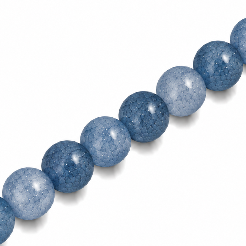 8mm Round Glass Crackle Beads Steel - Approx. 50pcs