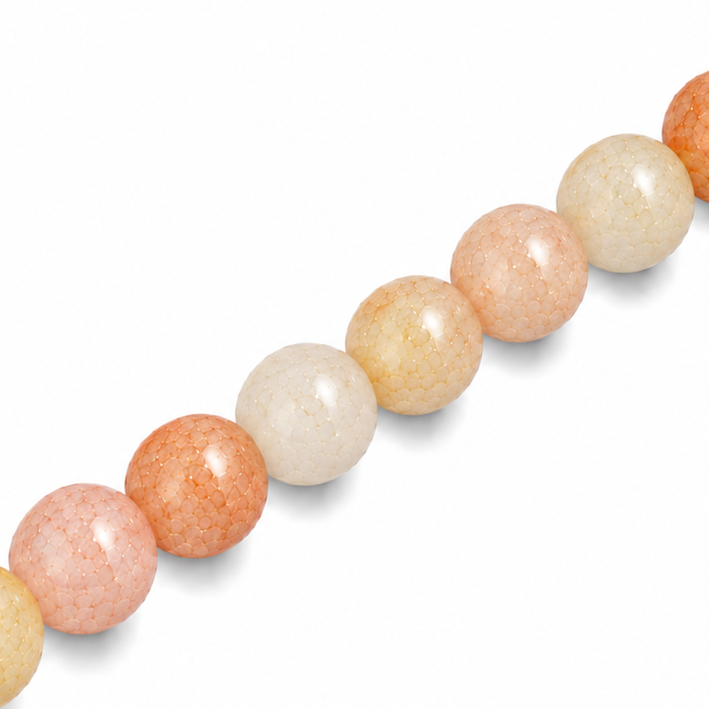 8mm Round Glass Crackle Beads Tumbleweed - Approx. 50pcs
