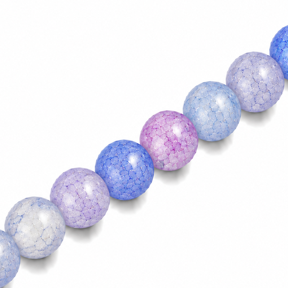 8mm Round Glass Crackle Beads Wisteria - Approx. 50pcs