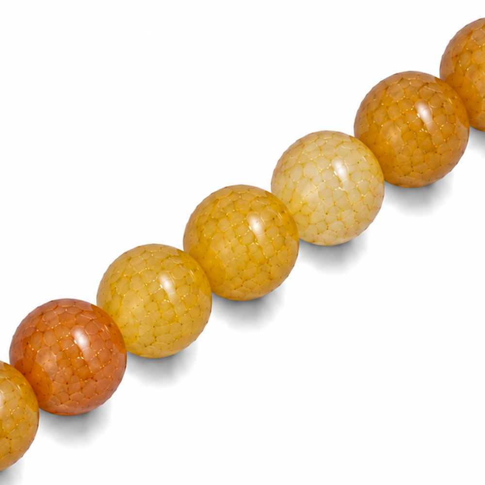 10mm Round Glass Crackle Beads Cider - Approx. 40pcs