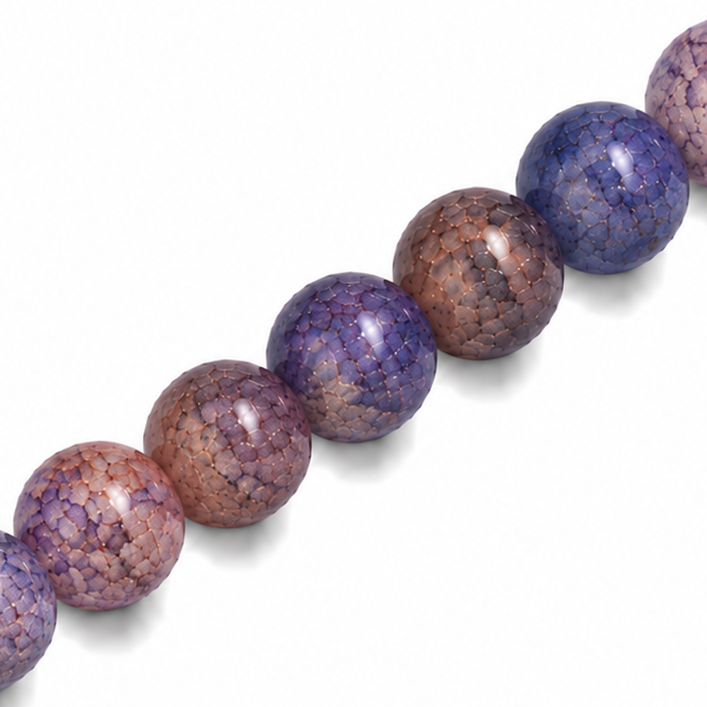 10mm Round Glass Crackle Beads English Violet - Approx. 40pcs