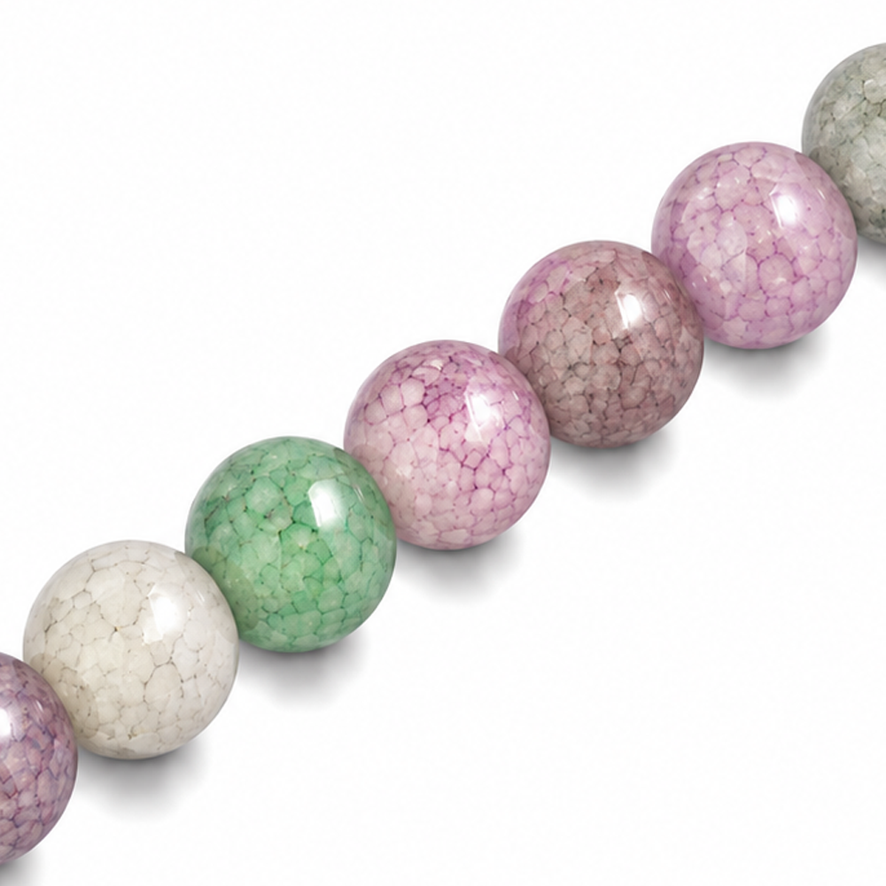 10mm Round Glass Crackle Beads Evodia - Approx. 40pcs