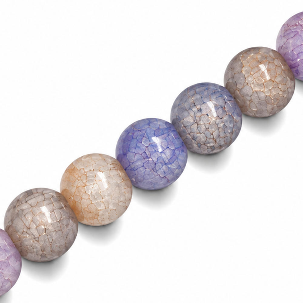 10mm Round Glass Crackle Beads Heather - Approx. 40pcs