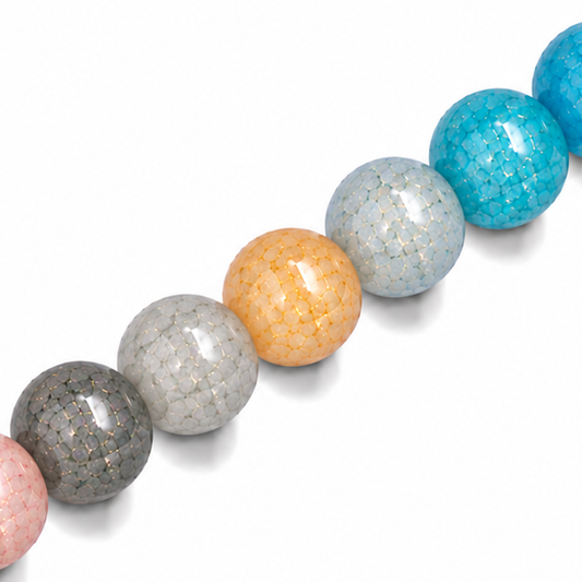 10mm Round Glass Crackle Beads Mixed Colours - Approx. 40pcs