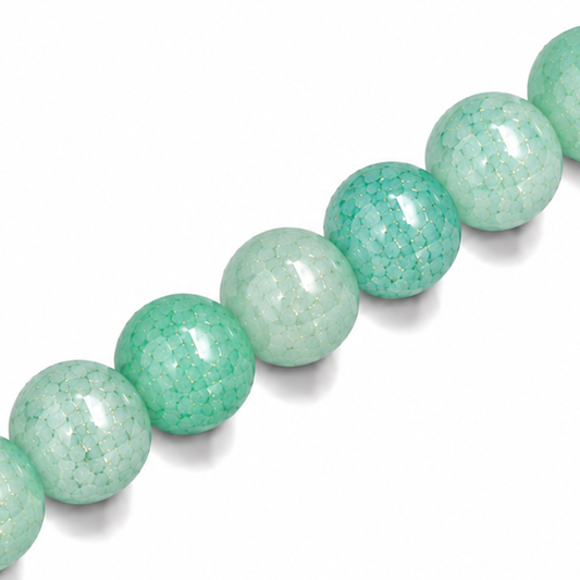 10mm Round Glass Crackle Beads Mint - Approx. 40pcs