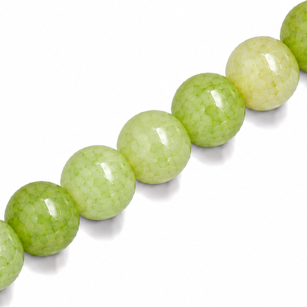 10mm Round Glass Crackle Beads Sage Green - Approx. 40pcs
