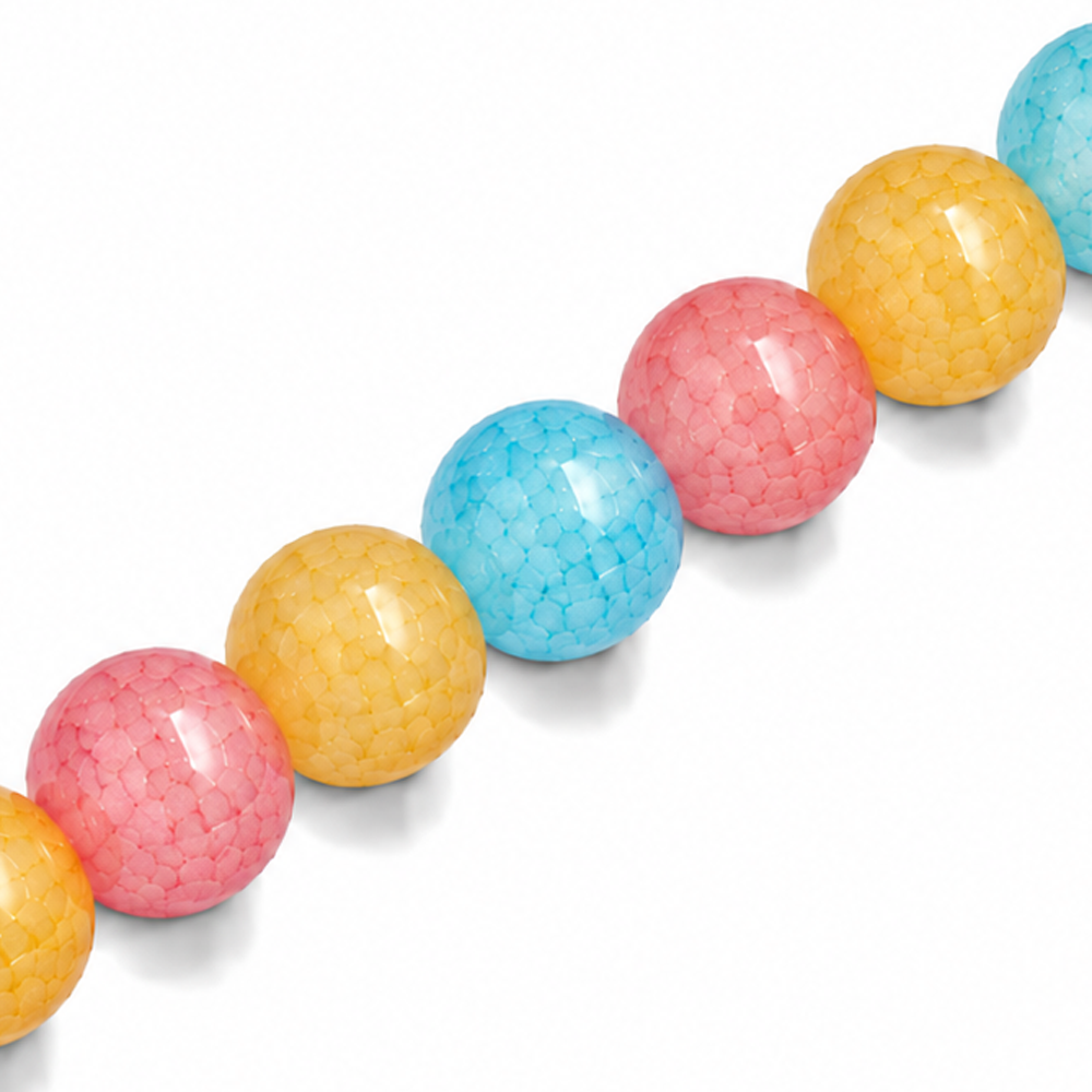10mm Round Glass Crackle Beads Sherbet - Approx. 40pcs