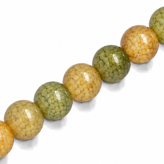 10mm Round Glass Crackle Beads Swamp - Approx. 40pcs