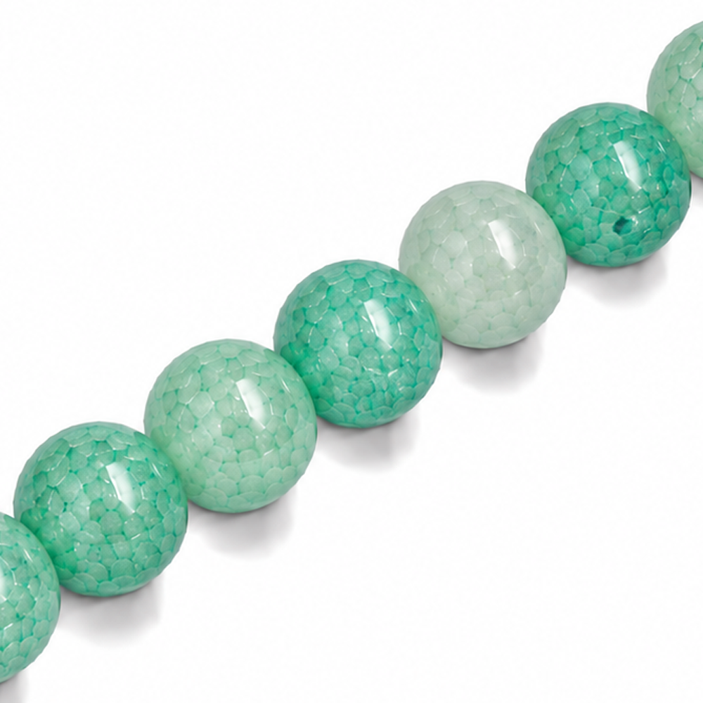 10mm Round Glass Crackle Beads Teal - Approx. 40pcs