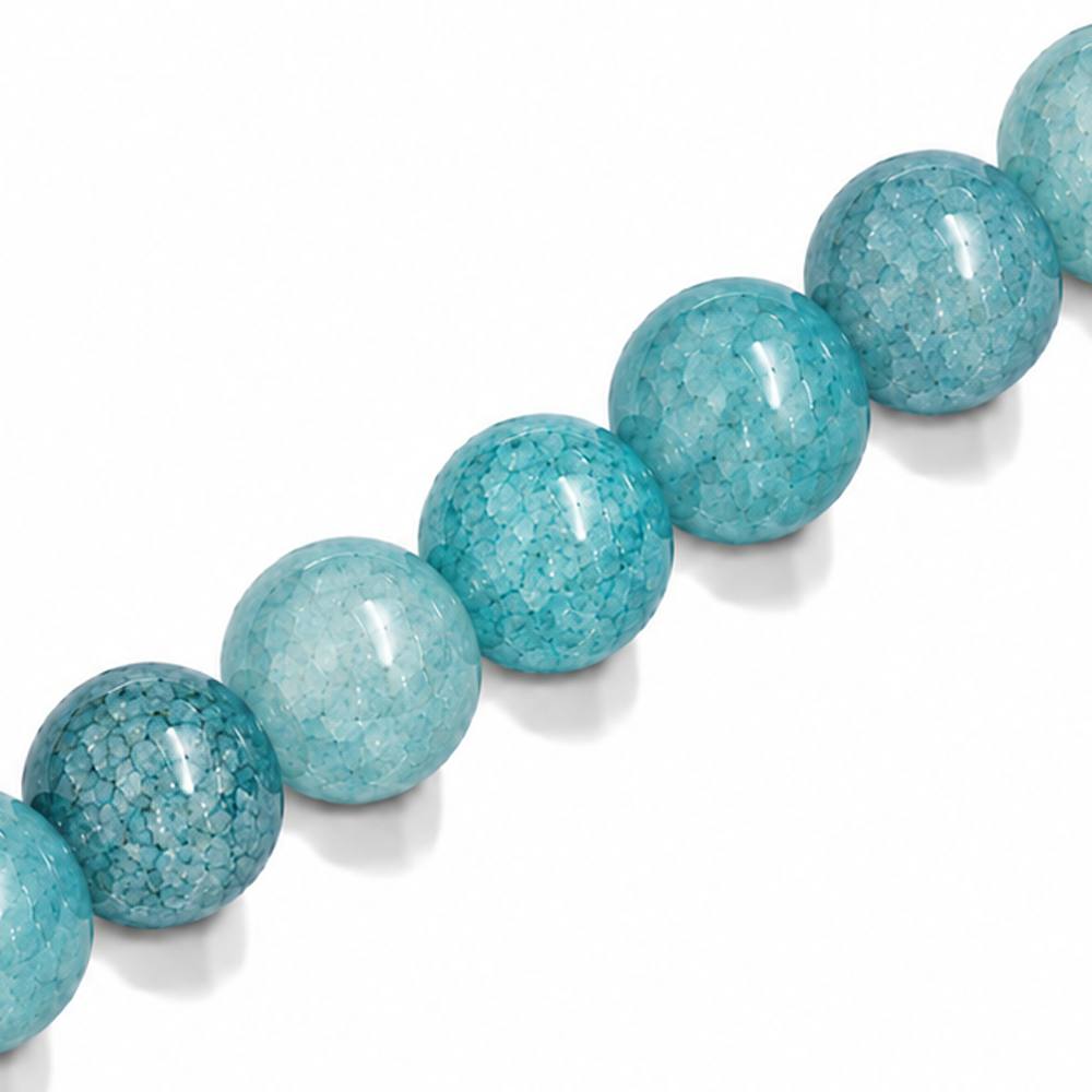 12mm Round Glass Crackle Beads Steel - Approx. 30pcs