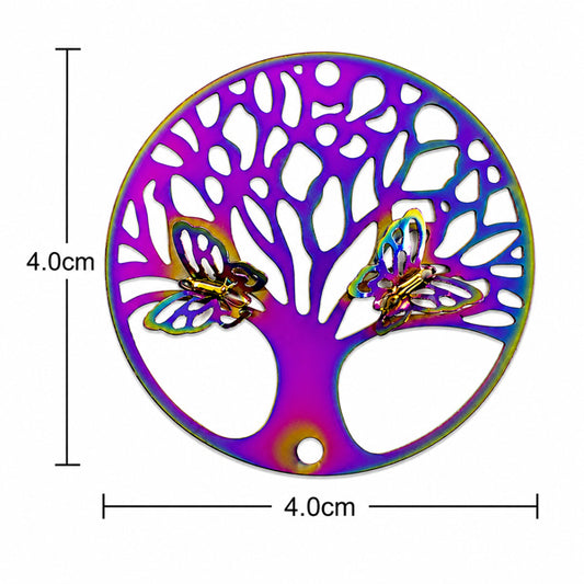 40mm Rainbow Filigree Tree of Life Connector – 1 pcs