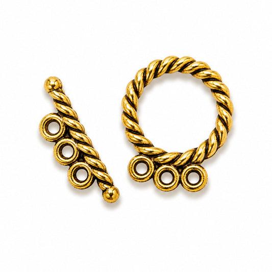 12mm Gold Toggle 3 Strand - 5 sets