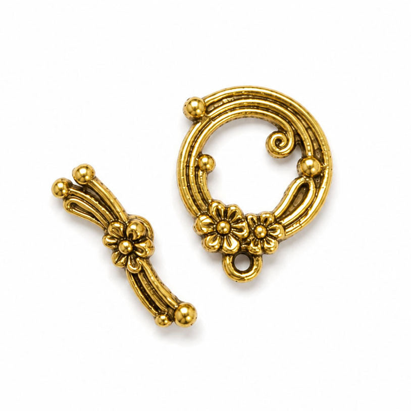 18mm Gold Floral Toggle Clasp – 10 Sets