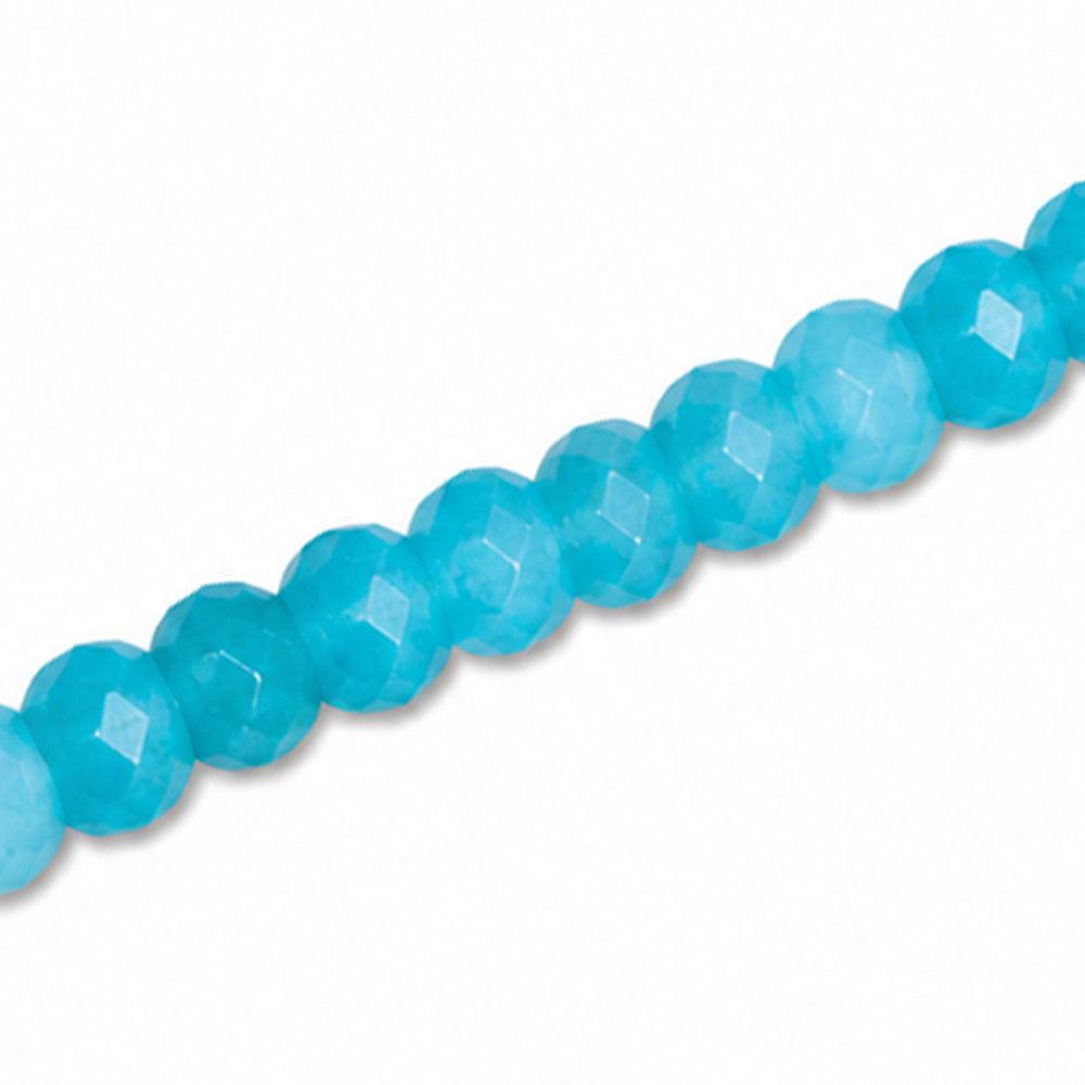 Dyed Jade 6x4mm Faceted Rondelle Blue - Approx. 90pcs