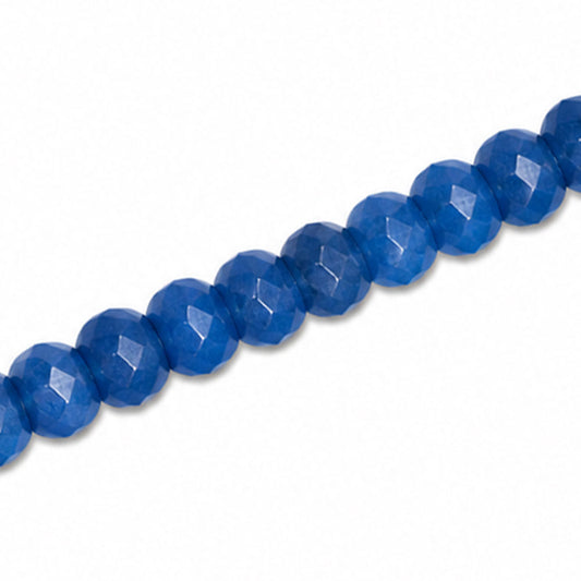 Dyed Jade 6x4mm Faceted Rondelle Dark Blue - Approx. 90pcs