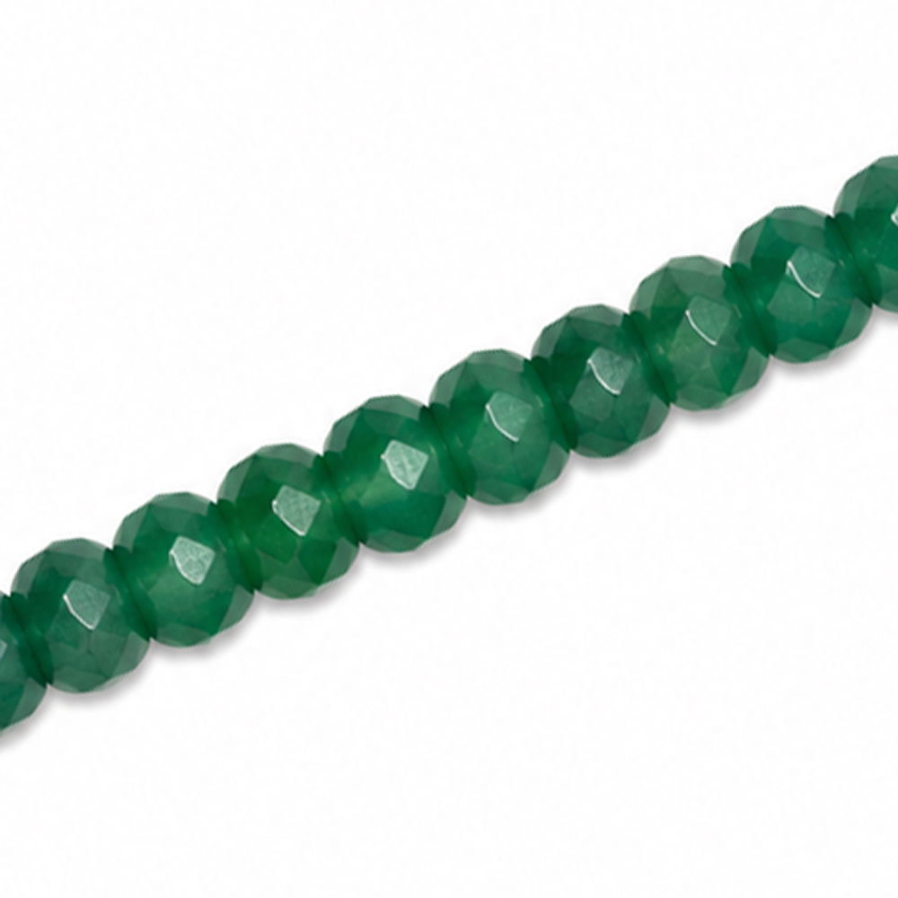 Dyed Jade 6x4mm Faceted Rondelle Dark Green - Approx. 90pcs