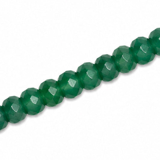 Dyed Jade 6x4mm Faceted Rondelle Dark Green - Approx. 90pcs