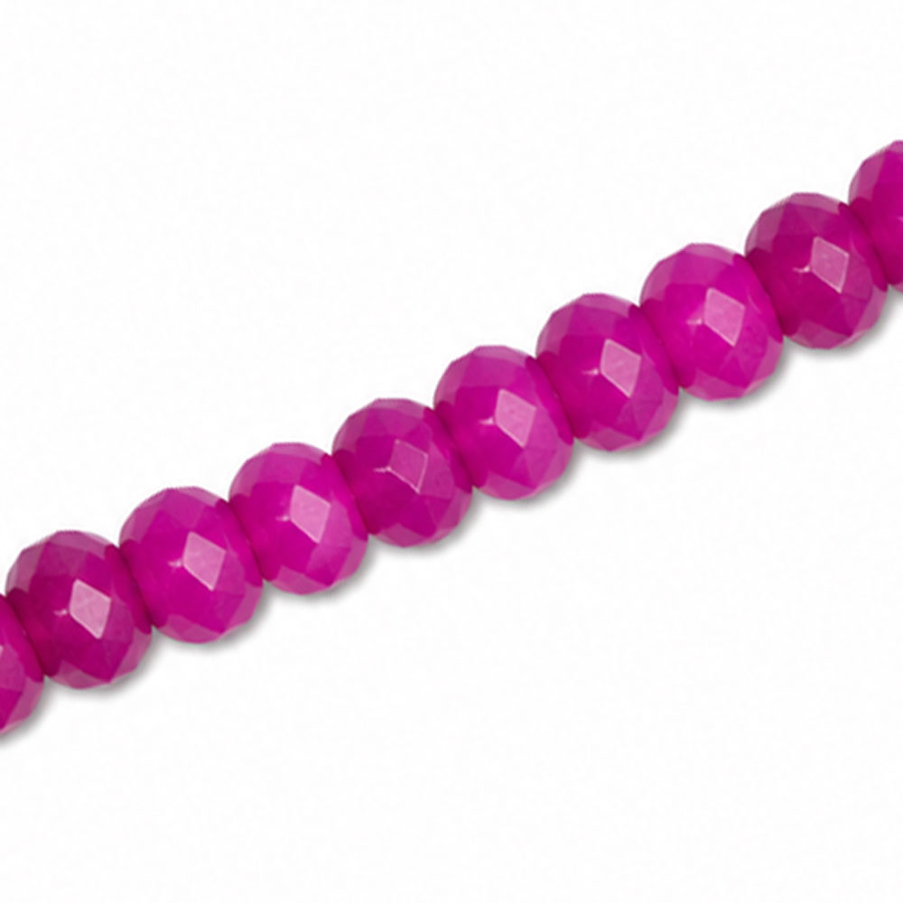 Dyed Jade 6x4mm Faceted Rondelle Magenta - Approx. 90pcs