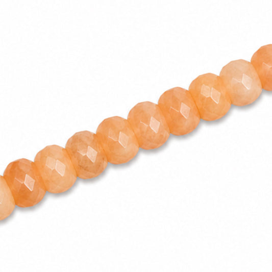 Dyed Jade 6x4mm Faceted Rondelle Peach - Approx. 90pcs