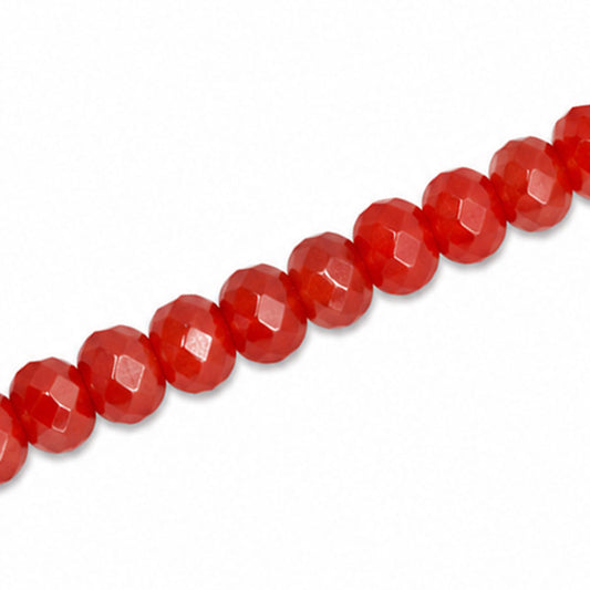 Dyed Jade 6x4mm Faceted Rondelle Red - Approx. 90pcs