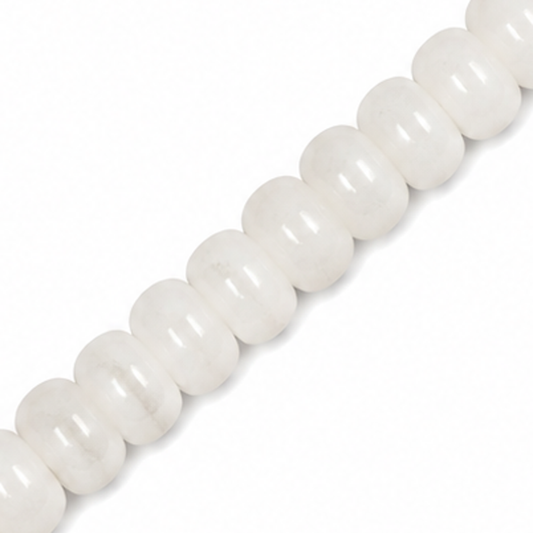 Dyed Jade 6x4mm Smooth Rondelle White - Approx. 90pcs