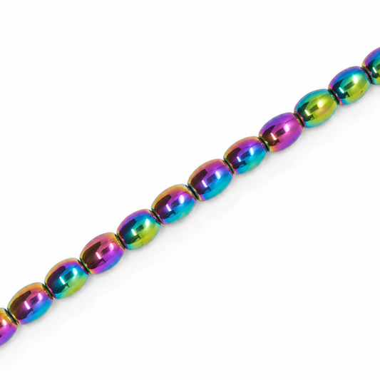 Hematite 4x5mm Barrel Beads Rainbow - Approx. 82pcs