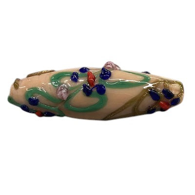 45 X 15 MM OVAL LAMPWORK BEAD CREAM - 1 PC