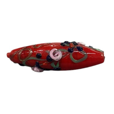 45 X 15 MM OVAL LAMPWORK BEAD RED - 1 PC