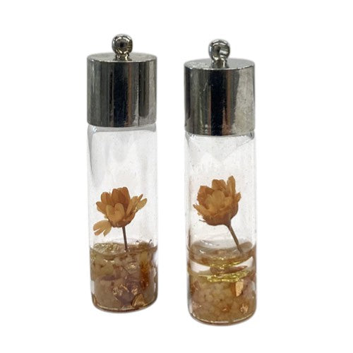DRIED FLOWER IN GLASS BOTTLE 45MM ORANGE / 2PCS