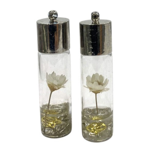 DRIED FLOWER IN GLASS BOTTLE 45MM WHITE / 2PCS