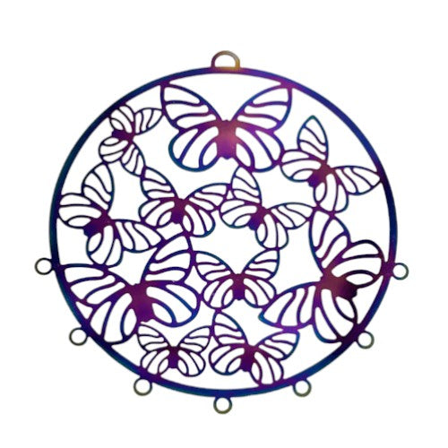 55MM RAINBOW FILIGREE BUTTERFLY HANGER - 1PC