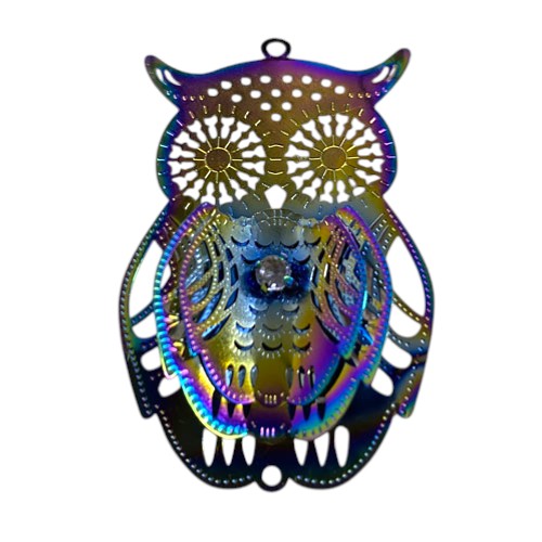 3D 50MM RAINBOW FILIGREE OWL - 1PC