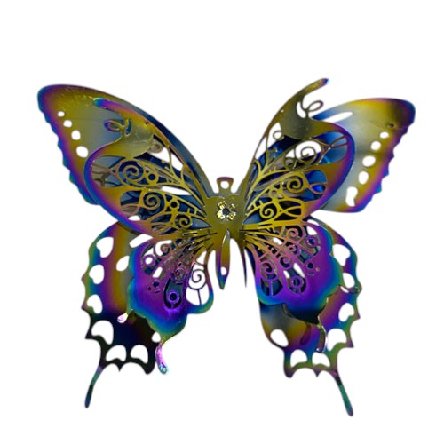 3D 55MM RAINBOW FILIGREE BUTTERFLY - 1PC