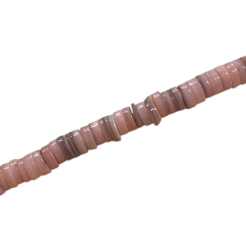 6.5 X 2 MM SHELL BEADS SALMON PINK - 40 CM STRAND